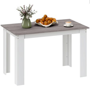 Table à manger grand plateau 4-6 personnes - dim. 120L x 69l x 75H cm - aspect bois gris blanc