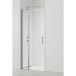 Fusion Porte de douche 100x195cm pivotante anticalcaire avec profilé chrome brillant (SATFUDP100NIKA-SET)