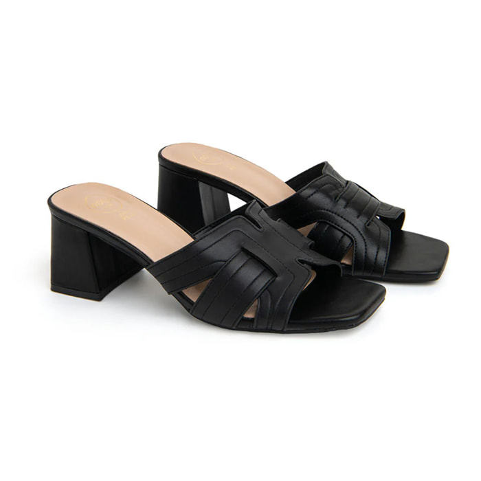 Sabot con fascia profilata - NERO