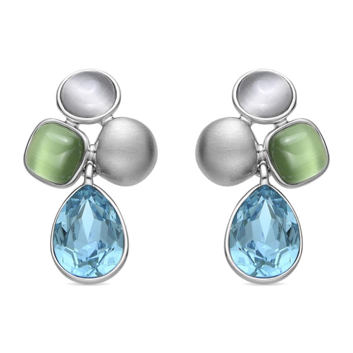 Pendientes con Cristal Azul acabado plata