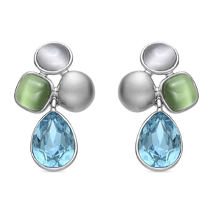 Pendientes con Cristal Azul acabado plata