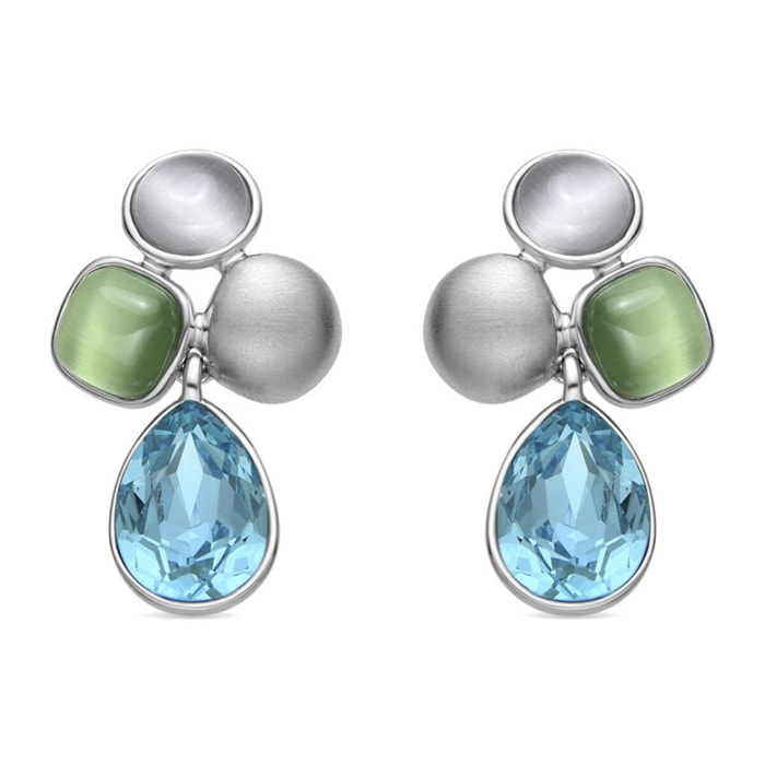 Pendientes con Cristal Azul acabado plata