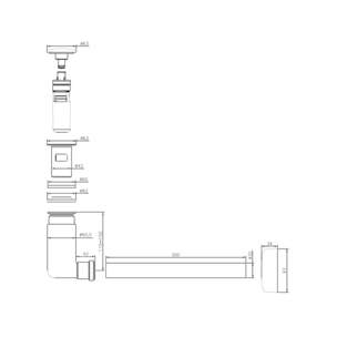Siphon 110 x 250 x 65 mm VILEROY ET BOCH  pour vasques et lavabos Easy Access