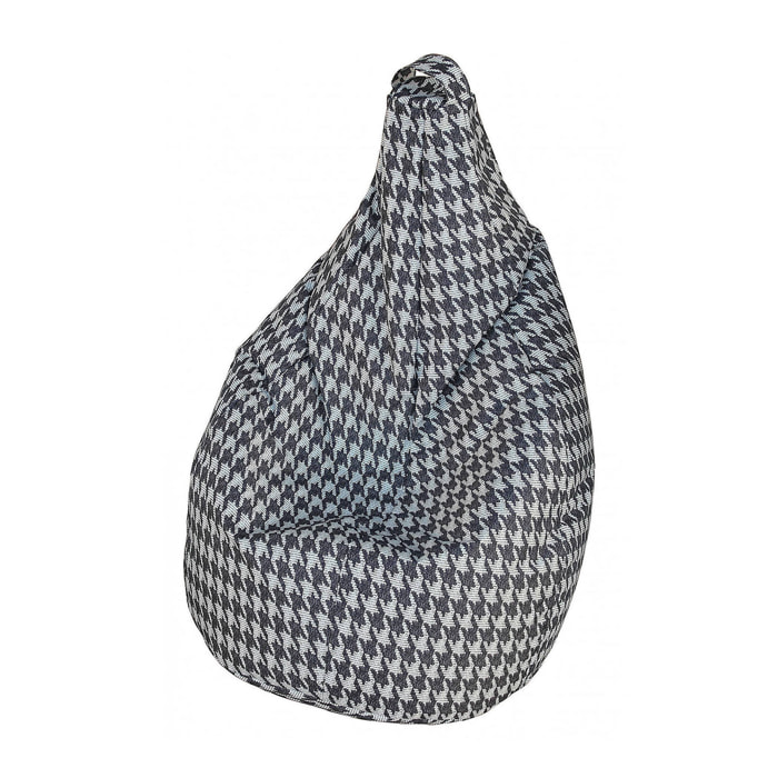 Pouf Maristella, Poltrona multiuso, Poltroncina sacco, Pouf poggiapiedi, Made in Italy, 80x80 h120 cm, Nero e Bianco, Pied de poule grande
