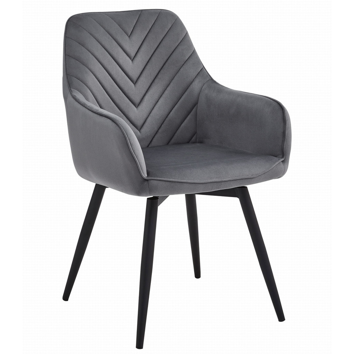 Sedia girevole Nana360 in velluto grigio scuro con gambe nere