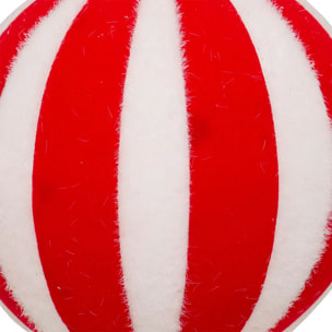 Boule polystyrène rayée D.10cm rouge et blanc