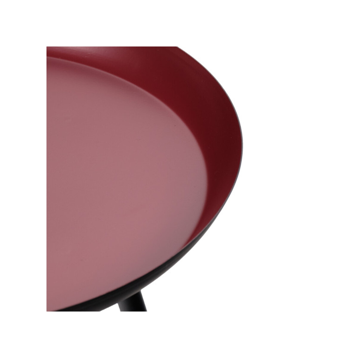 Bout de canapé rond avec plateau creux en métal rouge et noir - SOUFIO