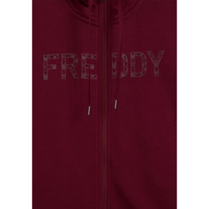 Tuta con logo frontale perlato e collo alto