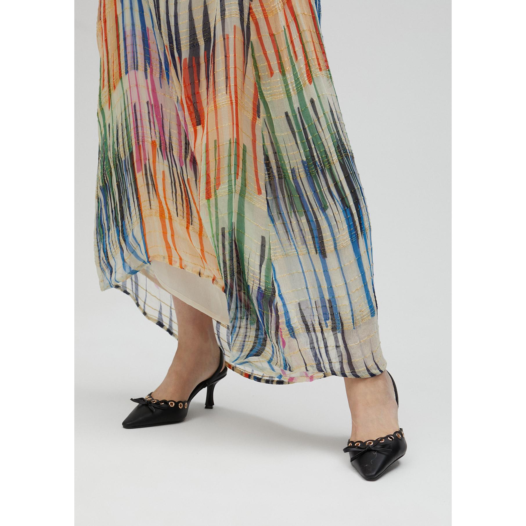 Vestito lungo stampa multirighe