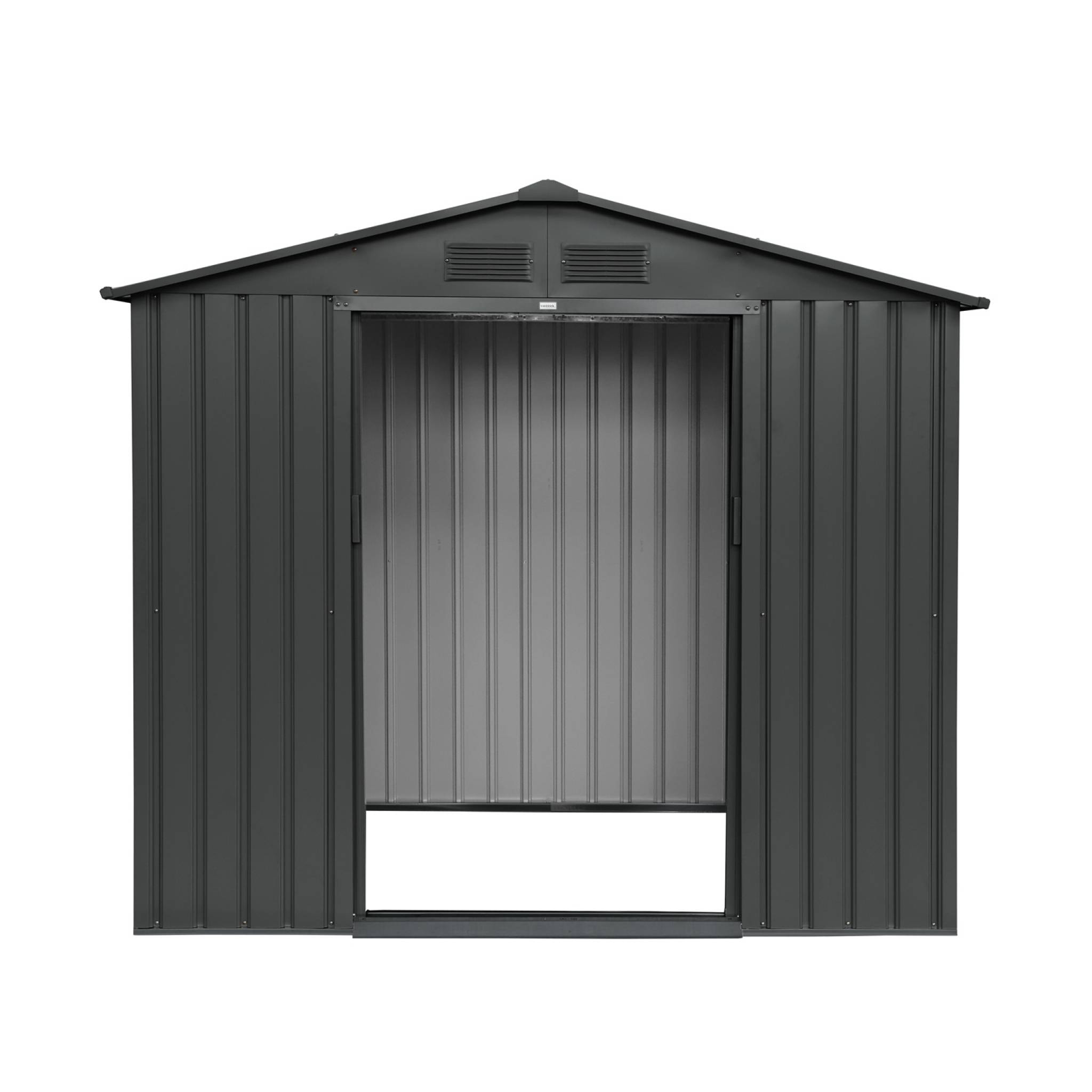Abri de jardin en métal - Houtland. 2.71 m² anthracite - Cabane à outils avec double portes coulissantes. kit de fixation sol inclus. L 213 x P 131 x H 185cm