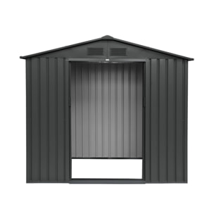 Abri de jardin en métal - Houtland. 2.71 m² anthracite - Cabane à outils avec double portes coulissantes. kit de fixation sol inclus. L 213 x P 131 x H 185cm