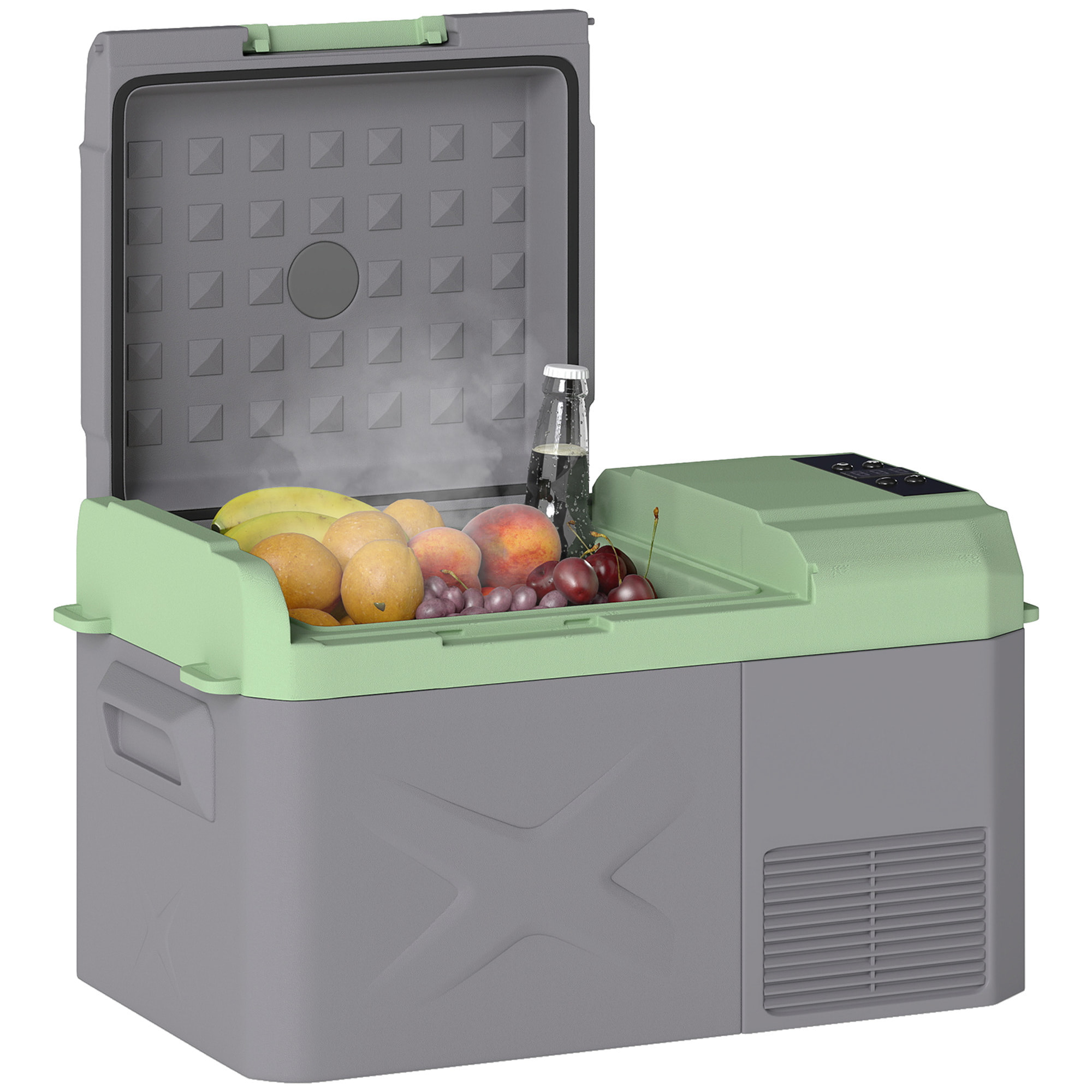 Nevera Portátil Eléctrica 17,4L Refrigerador de Coche 12/24/220V con Compresor Luz LED Pantalla Digital Modos ECO y MAX de -20℃ a +20 ℃ Puerto USB para Hogar Camping Viajes Automóvil