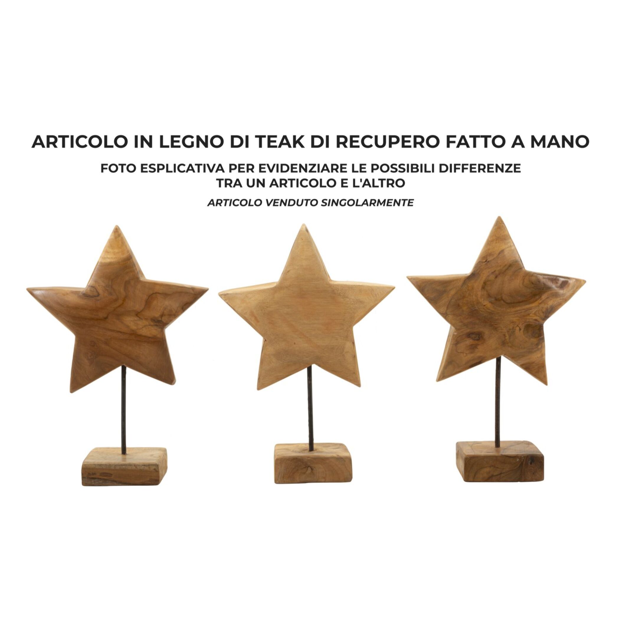 SCULTURA STELLA IN TEAK RICICLATO CM 28X12X42 (PEZZI UNICI - NON RIP. IN SERIE)