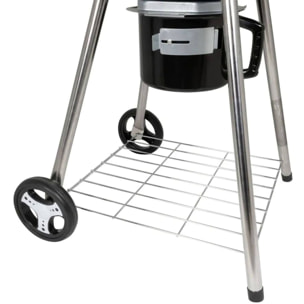 Well home - barbacoa de carbón h.99cm en 4 patas y ruedas