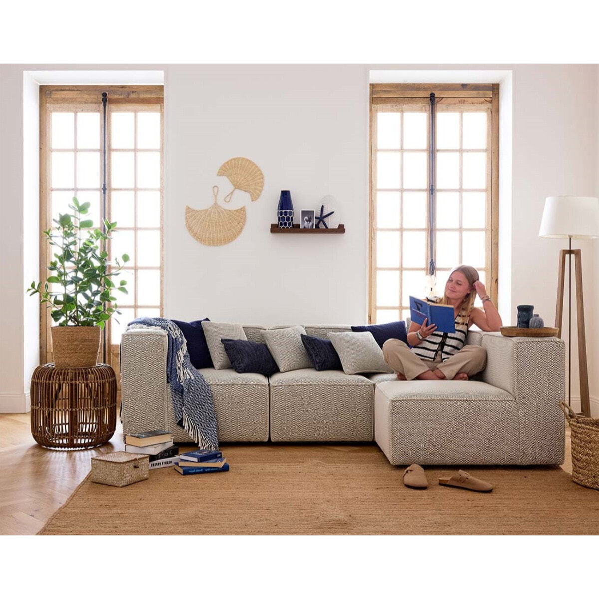 Arty - module d'assise sans accoudoirs - en tissu mailles 3D - Beige