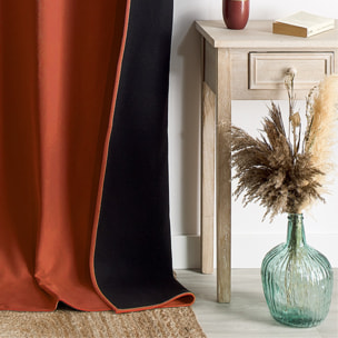 Rideau thermique phonique et semi occultant à galons fronceurs KONFOR - Terracotta