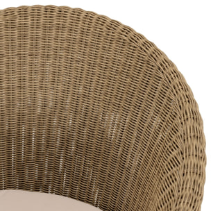 KALLY - Lot 2 fauteuils jardin rotin synth. et coussin pieds croisés