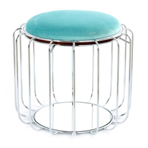 Tavolino e Pouf 2-in-1 Comfortable Mint e Argento