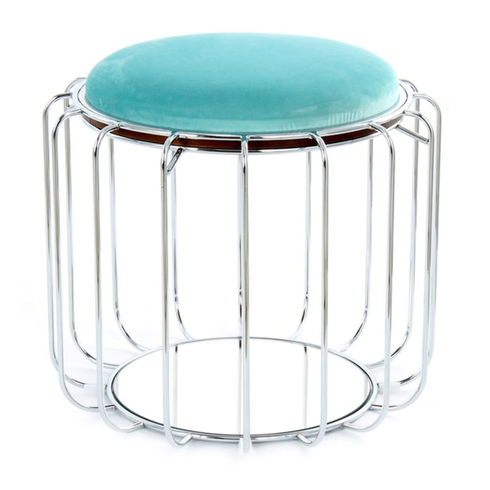 Tavolino e Pouf 2-in-1 Comfortable Mint e Argento