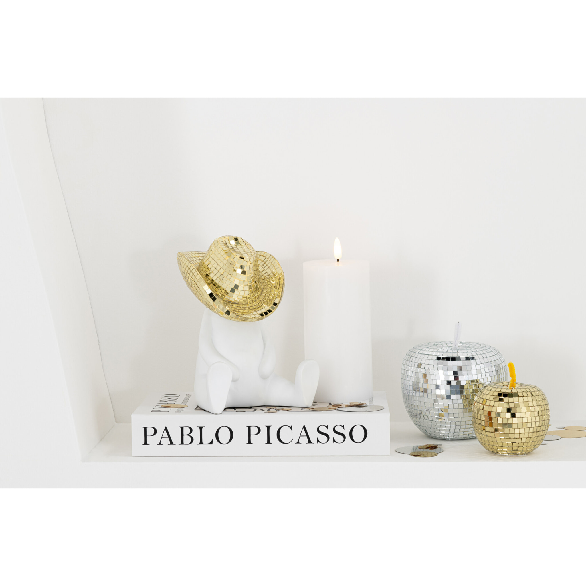 J-Line décoration Cowboy Mosaïque - polyresin - wit/goud