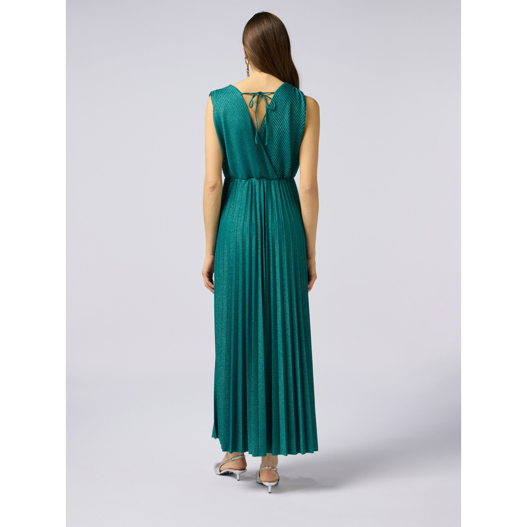 Oltre - Vestido largo de lurex plisado - Verde