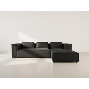 Stella - canapé d'angle droit 4 places en simili - Noir