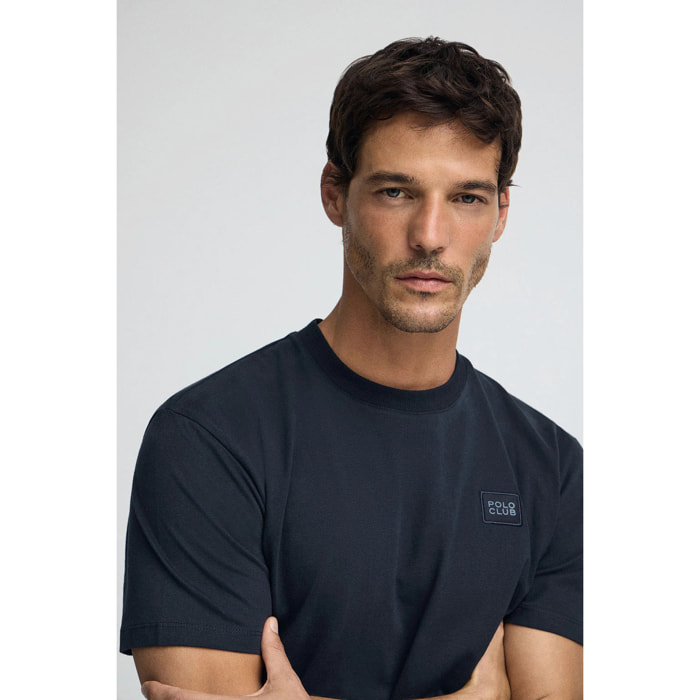 Camiseta azul marino con parche personalizado Polo Club