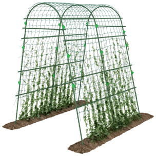 Enrejado de Pepino 206 cm, Enrejado de Jardín de Arco para Plantas Trepadoras al Aire Libre, en Forma de U, con Estructura de Acero Recubierta de PE y Red, Soporte para Verduras, Frutas