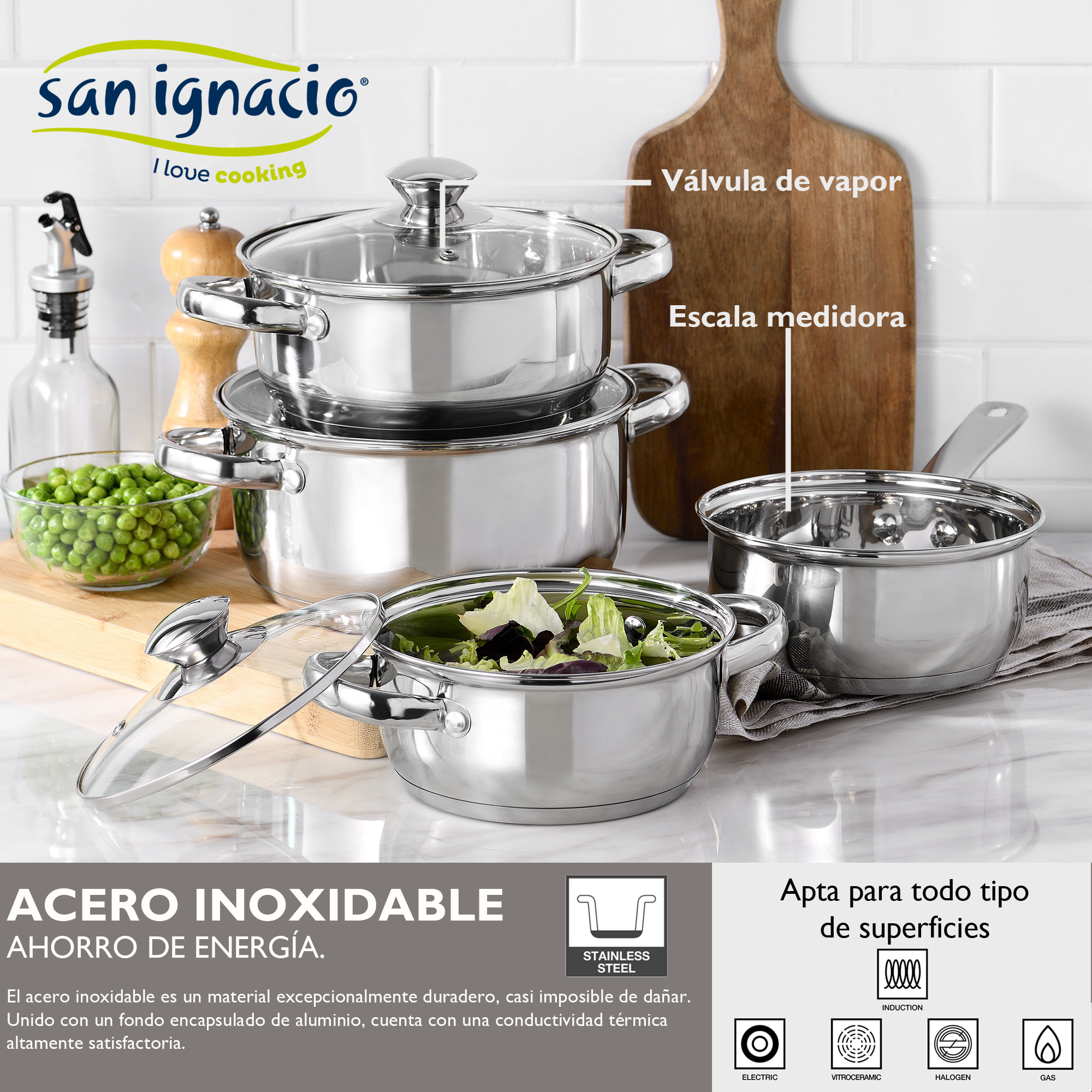 Batería de cocina 7 piezas SAN IGNACIO colección Faro