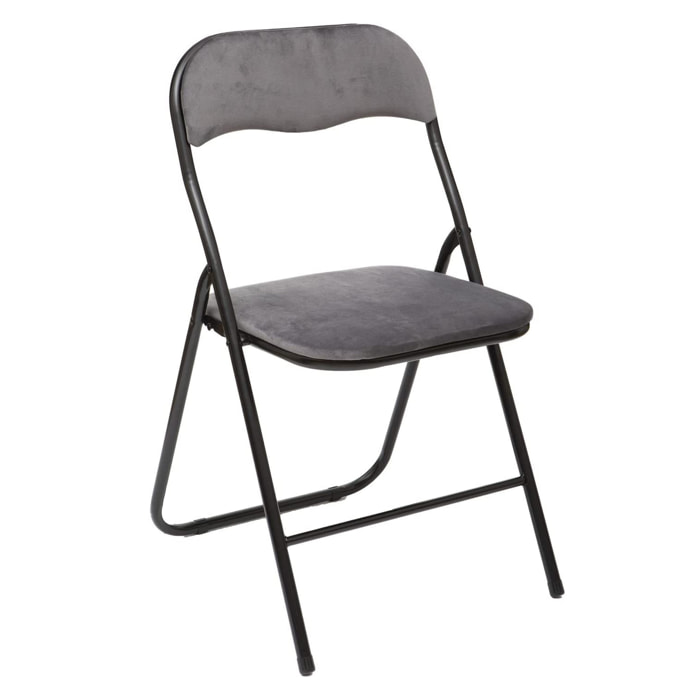 Silla plegable de terciopelo gris