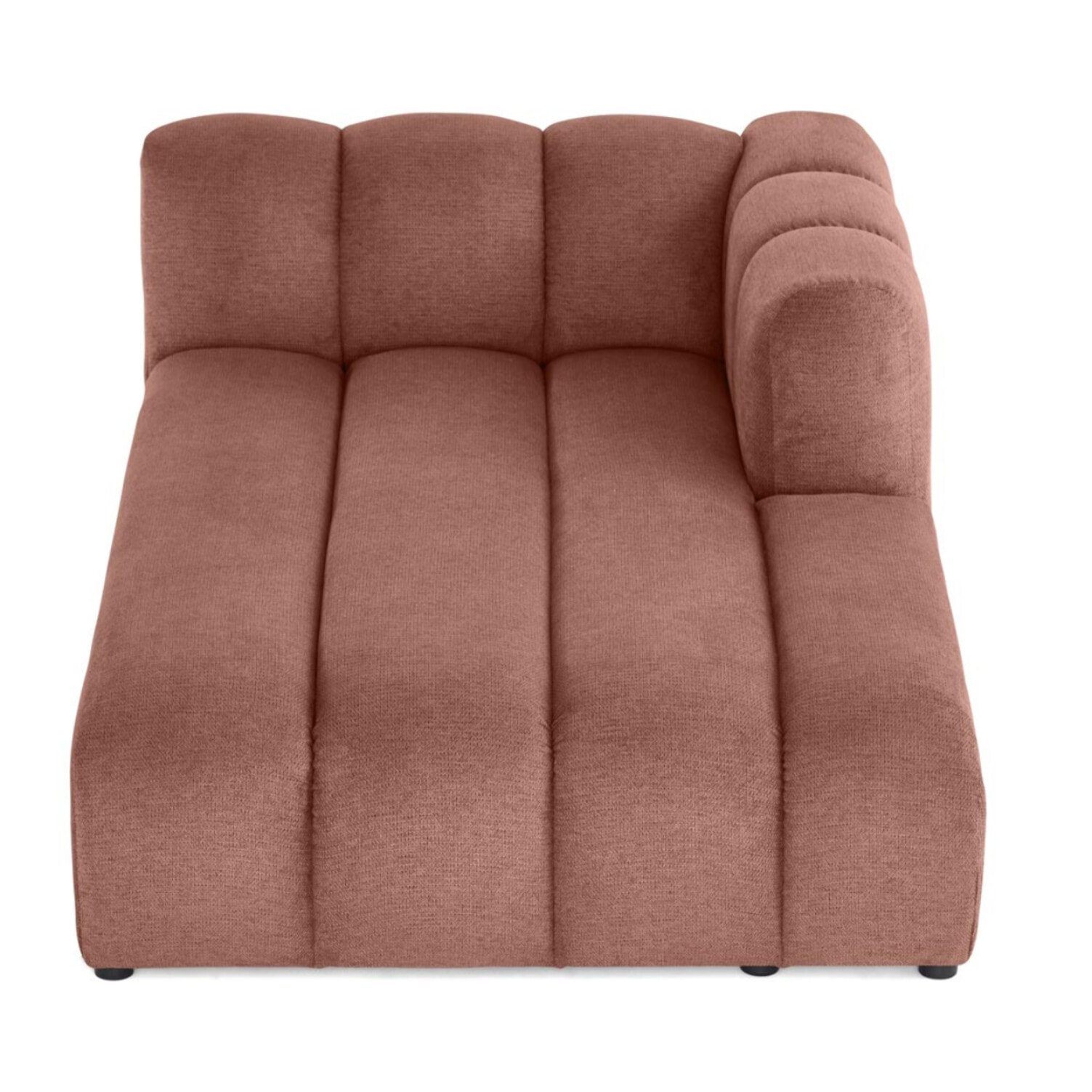 Debbie - module d'assise méridienne droit en tissu texturé - Rose