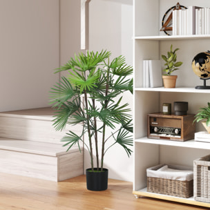 Palmier artificiel - plante artificielle H.90cm - 3 pieds 24 feuilles grand réalisme - pot inclus