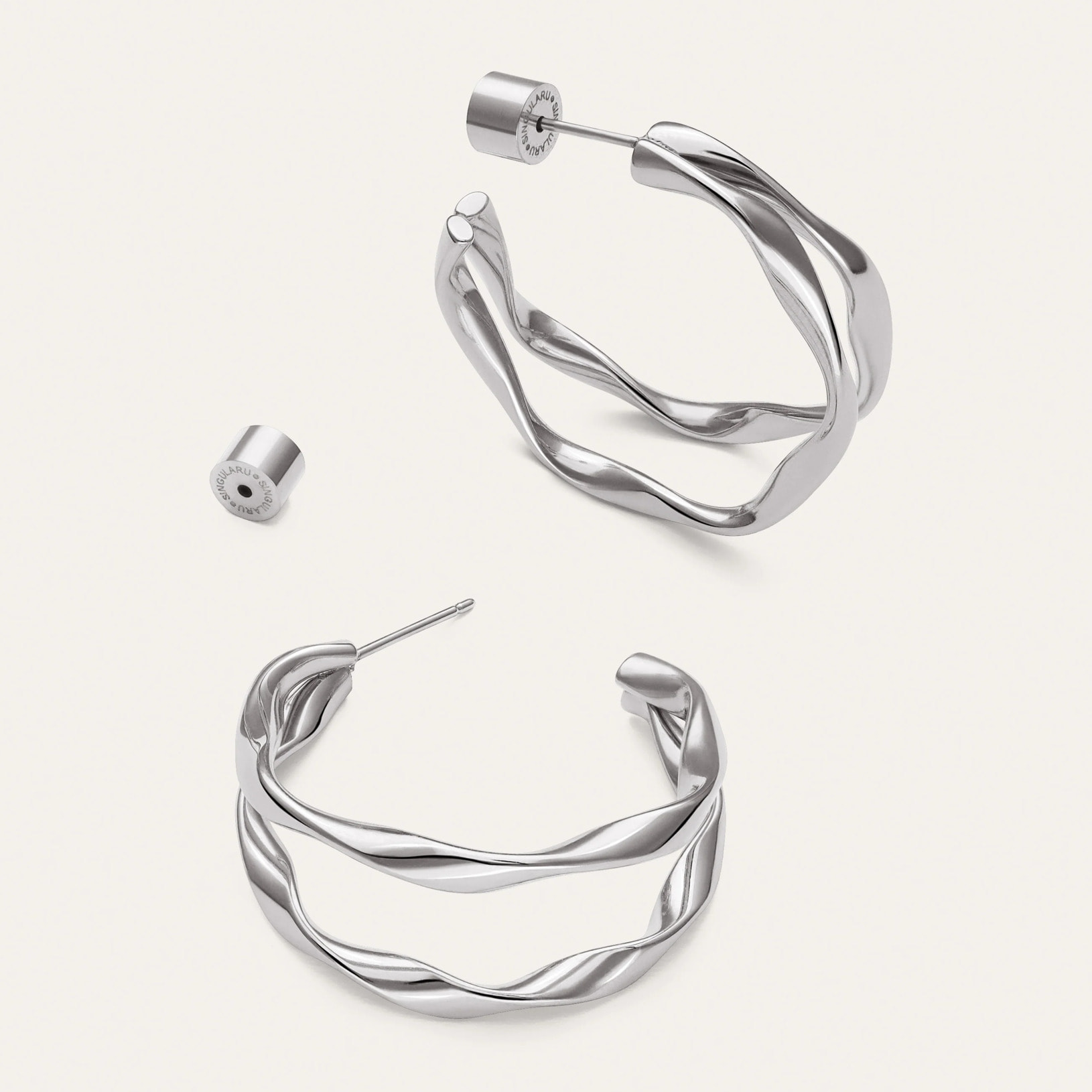 Pendientes Doble Organic River Acero