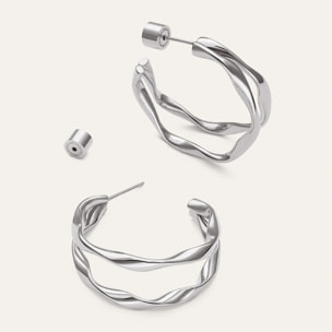 Pendientes Doble Organic River Acero