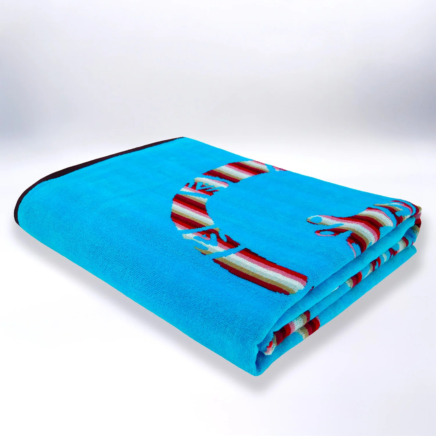 Serviette de plage XL éponge velours Jacquard Bleu 140x180 400g/m² - Carvao