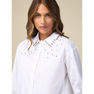 Oltre - Shirt with crystal stones - Blanco