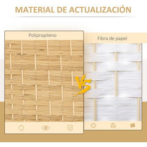 Separador de Ambientes Biombo Plegable 180x180 cm Pantalla de Privacidad de Polipropileno para Oficina Dormitorio Natural