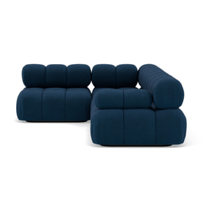 Ruby - canapé modulable d'angle gauche 5 places en velours texturé - Bleu
