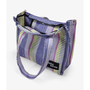 Bolso de hombro lila en rafia con rayas