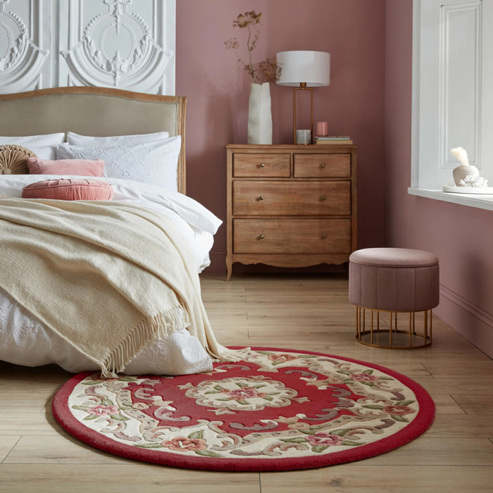 Tapis en laine rond AUBUSSON Rouge