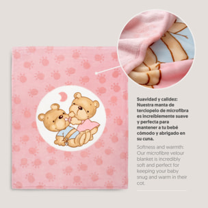 Manta Cuna Sedalina Parejita Osos Rosa
