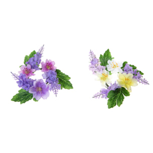 Giro Candela Lavanda/Dalie D.8 Cm - Pezzi 12 - 8X3X8cm - Colore: Viola - Bianchi Dino - Decori Casa E Complementi