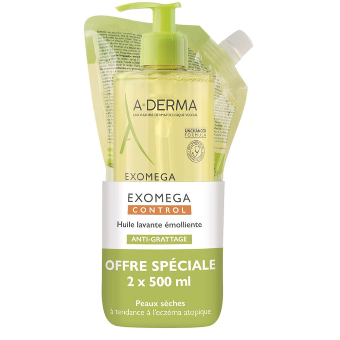 Exomega - Duo Huile Lavante 500 ml + Éco-Recharge 500 ml