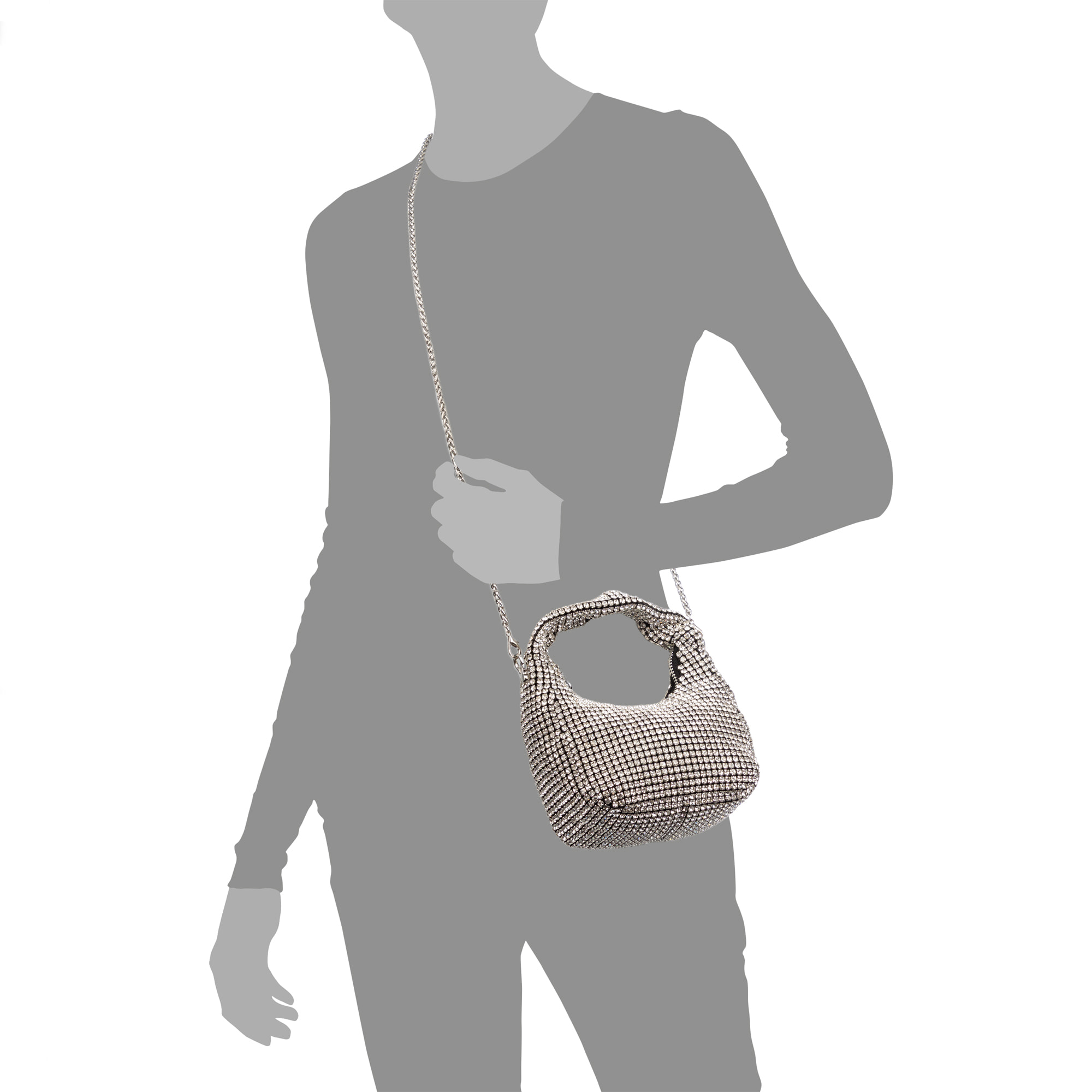 Borsa a mano da festa Baganza con embellishments in zirconia di grado 5A, design a diamante effetto brillante.