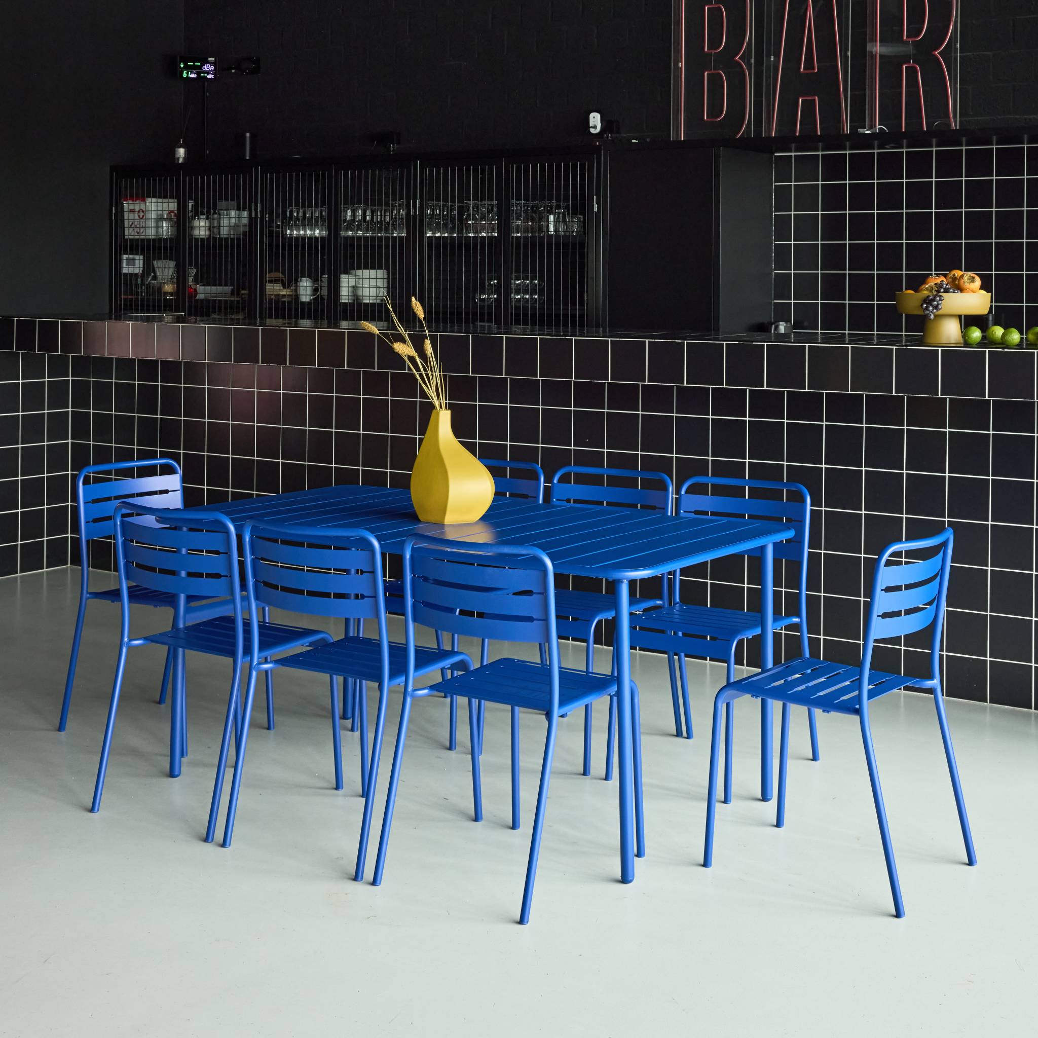 Table de jardin métal + 8 assises AMÉLIA