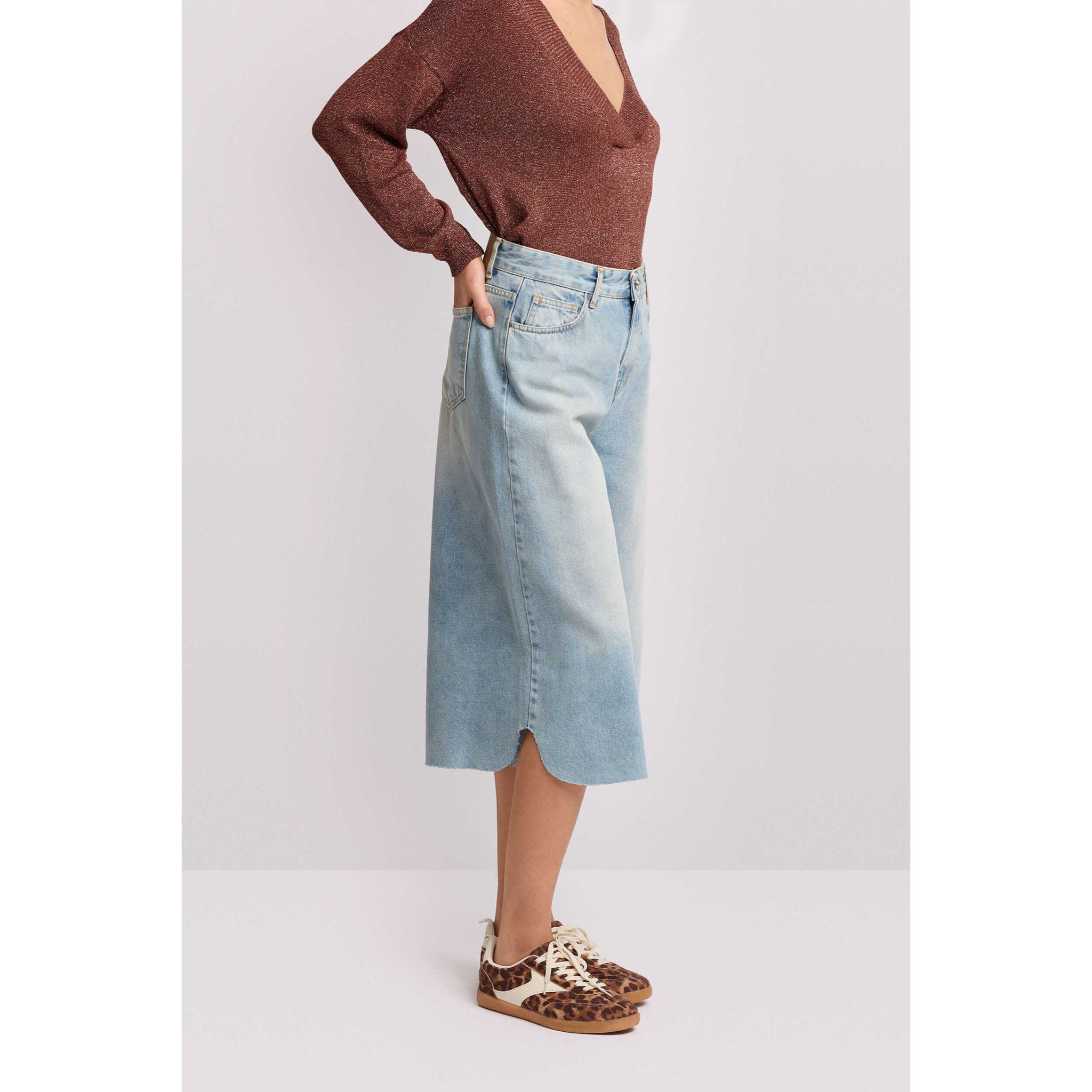 Kocca - Pantaloni in denim con fondo sagomato Donna, Tinta unita