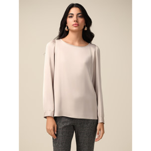 Oltre - Blusa bimateria de mangas largas - Beige