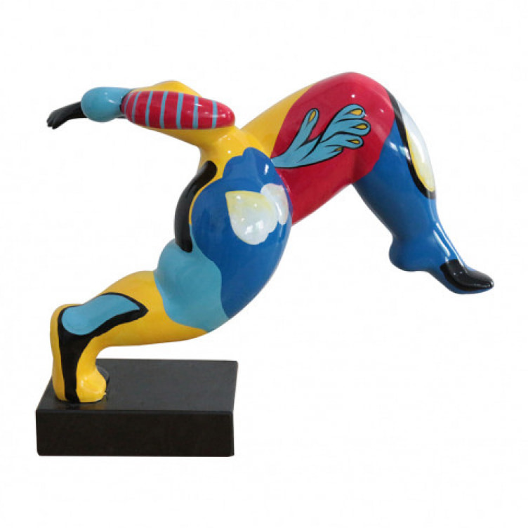 Statue femme avec motifs abstraits multicolores en résine H41cm - DISCRETE