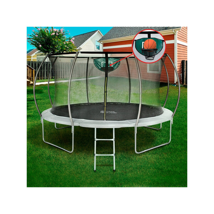 Trampoline avec filet intérieur "jumper" - Ø 4,25 m - Gris