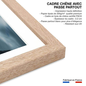 Affiche paysage du Canada, Lac de Banff Affiche + cadre en bois - Chêne